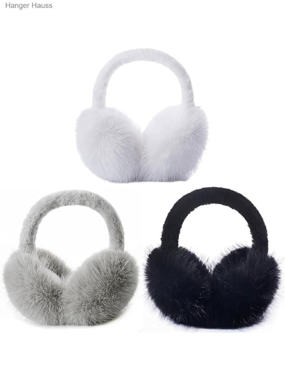 3 Pk Foldable Faux Fur Earmuffs Fluffy Ear Warmers Winter